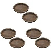 Torribaly 6Pcs Rustic Wooden Tray Candle Holder - Small Decorative Plate Pillar Candle Tray Wood for Farmhouse Dining Table