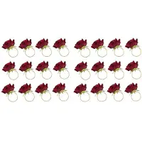 Typecat 24 PCS Red Rose Shape Towel Buckle Napkin Ring Wedding Party Valentine'S Day Hotel Table Decor Metal Gold Napkin Holder