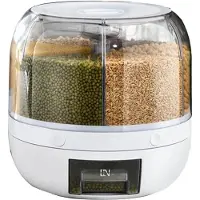 Torribaly 360 Rotating Grain Dispenser Grain Storage Box Transparent Sealed Jar Circular Kitchen Rice