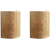 ISTOVO 2X Rattan Wall Lamp Farmhouse Wall Mount Lighting Living Room Bedroom Bedside Wall Sconce Led Lighting Corridor