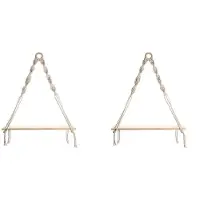 Semoic 2X Macrame Wall Hanging Shelf - Boho Wood Wall Shelves with Beads, Farmhouse Floating Shelf Rustic Hanging Plant Shelf