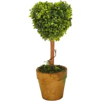Semoic Plastic Garden Grass Topiary Tree Pot Dried Plant for Wedding Party Decor(Heart-shaped)