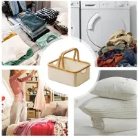 ISTOVO Laundry Storage Basket Desktop Organizer Box Ood Handle Storage Baskets for Shelves Large Basket Clothing Washing Basket