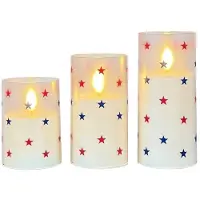 Semoic 1set/3pcs July 4th Decorative Flameless Candles with Remote Control, Set of 3, Electronic Candle Light