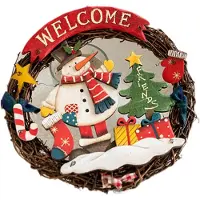 Tlily Christmas Decoration Props Wreath Holiday Decorations Welcome Doorplate Door Hanging Wall Hanging B