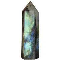 Semoic Moonstone Crystal Column Natural Labradorite Quartz Obelisk Crystal Column Wand Point Healing Stone Home Decor 7-8cm