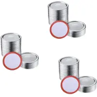 Torribaly 300 Pcs Wide Mouth 86 MM Jar Canning Lids, Reusable Leak Proof Split-Type Silver Lids with Silicone Seals Rings