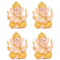 ISTOVO 4X Haidianzi Gold Lord Ganesha Buddha Statue Elephant God Sculptures Ganesh Figurines