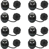Typecat 8PCS RJ45 Panel Mount Coupler, IP68 Shielded Industrial Panel Mount Ethernet LAN Through Connector for CAT6/CAT5E/CAT5