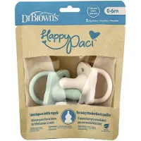 Dr. Brown's , HappyPaci Pacifier, 0-6 Months, Green, Grey & Ecru, 3 Count