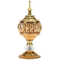 Semoic Incense Burner Incense Bakhoor Charcoal Incense Burner Metal Arab Censer Desktop Decor for Incense Sticks Cones