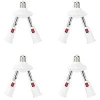 Torribaly 4X 360 Degree Adjustable - 2 in 1 E27 Splitter Socket Adapter. E27 Standard LED Bulb Socket Adapter