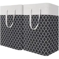 Tlily Waterproof Clothes Hamper, Tall Laundry Tub, Bedroom, Bathroom, Dorm Clothes Hamper, 2 Pack, Black