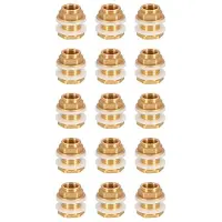 Typecat Solid Brass Bulkhead Fitting,15Set 1/2In Female 3/4In Male Solid Brass Water Tank Connector Threaded with Silicone Rings