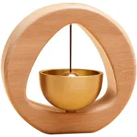 Semoic Brass Dopamine Doorbell Wooden Bell Entrance Wind Chime Japanese Housewarming Gift Entrance Pendant Triangle