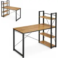 INNE Suuri työpöytä hyllyillä, oksainen tammi, toimistoon, 120x60x120 VB6O Begryf