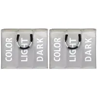 Tlily Divided Foldable Laundry Basket Bag Dirty Clothes Laundry Basket Waterproof Fabric Dirty Clothes Storage Basket A