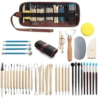Semoic 40 PCS Clay Sculpting Tools Kit, Pottery Tools for Stippling, Carving, Molding & Shaping Air Dry Clay Crafts