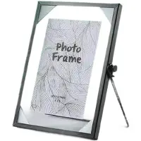Semoic Metal Family Photo Picture Sign Holder Frame Wedding Gift Tabletop Clear Floating Pressed Flowers Glass Frame A