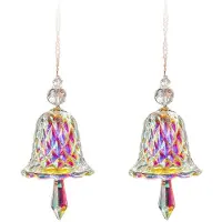 Semoic 2X Stained Glass Window Hanging Crystal Bell Chimes Crystal Decor Room Decor Aesthetic Cute Room Decor Hanging Decor