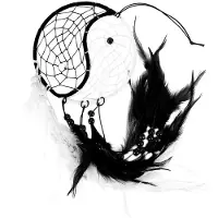 Semoic Handmade Yin Yang Dream Catcher Circular Net with Feathers Beads for Wall Car Hanging Decoration Ornament Gift, Black and White