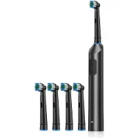 Semoic Rotating Vibration Electric Toothbrush for Adults, Universal Soft for Toothbrush, Type-C, 4 Toothbrush Heads