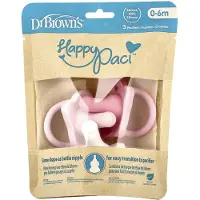 Dr. Brown's , HappyPaci, 0-6 Kuukautta, Pinkki, Vaalean Pinkki & Valkoinen, 3 Kappaletta