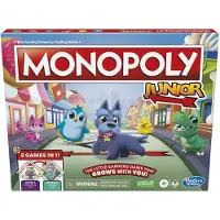 Monopoly Hasbro Gaming Junior -lautapeli, kaksipuolinen pelilauta, 2 peli yhdess , -peli nuoremmille lapsille 4-vuotiaista yl sp in, las