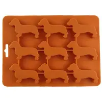 Tlily Silicone Dachshund Puppy Shaped Ice- Chocolate Cookie Mold DIY Home Ice Tray,Kitchen Tools Silicone Mold,Brown