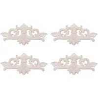 Typecat 4pcs 22 X 10 cm Wood Carved Corner Onlay Applique Decor Furniture Unpainted