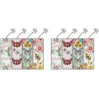Typecat Diamond Art Bookmarks 8pcs: Acrylic Diamond Bookmarks Kits for Women - Spring Flower Butterfly DIY Bookmark