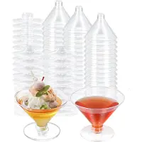 Typecat 80 Pack Plastic Martini Glasses Disposable Cocktail Glasses 5 Oz Martini Plastic Cocktail Glasses,Ice Cream Dessert Cups