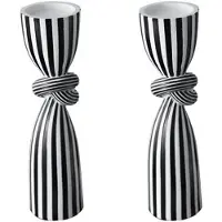 Typecat 2X Black & White Striped Twist Candlestick Resin Ornament Dining Table Decoration Irregular Candle Container Holder-A