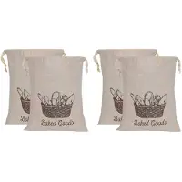 Typecat Bread Bags for Homemade Bread 4 Pack-Linen Bread Bag Reusable Natural, Bread Loaf Bags, Reusable Produce Storage Bread
