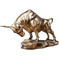 Semoic Modern Bull Figurine Cattle Statue Feng Shui Animal Sculpture Collection Crafts for Office Tabletop Home Decoration
