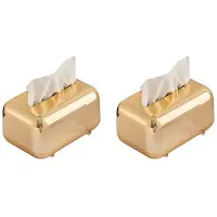 Typecat 2X Luxury Golden Tissue Boxes Storage Napkin Holder Paper Case Organizer Ornament Desktop
