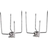 Torribaly 2Pcs BBQ Rotisserie Meat Forks Clamp Grill Meatpicks Stainless Steel Barbecue Skewer