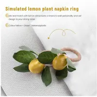 Tlily Napkin Rings Set of 6,Decorative Lemon Vine Leaf Napkin Rings, Dinning Table Setting Yellow Napkin Buckle Napkin Holders