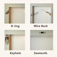 Semoic 8 Universal Frame Hangers with 24 Removable Adhesive Strips (2 Per Hanger), Damage-Free Wall Mount for Sawtooth, D-Ring