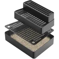 Semoic Adjustable 3 Steps Litter Box Ramp with Filter Function,Detachable Litter Trapper,Easy Clean Cat Litter Stair