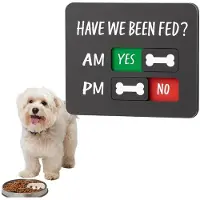 Semoic Cat Dog Feeding Reminder Sign Acrylic Pet Feeding Reminder Hanging Ornament Magnetic Fridge Magnet Pendant