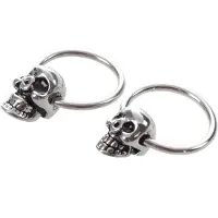 Tlily Stainless Steel Skull Round Hoop Loop Earrings 0.39x0.28" FASHION