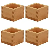 Torribaly 4pcs Japanese Culture Wood Wooden Sake Cup Masu Box Put the Wine Glass Inside Square Wooden Wine Tray,Dessert Box
