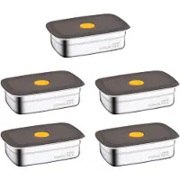 Semoic Premium Stainless Steel Food Grade Lunch Box Bento Container, Freezer Safe and Oven Reusable Meal Box for Travel 5pcs