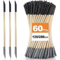 Semoic Sanding Sticks 60PCS, 120/280 Grit Double-Ended Sander for Plastic Models, Wood & Hobby Detailing