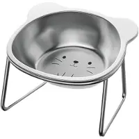 Semoic Raised Cat Food Bowls Stainless Steel Tilted Non-Slip Dishes Whisker-Friendly Kitten Bowl for Cats Puppy Pet HomeLiving