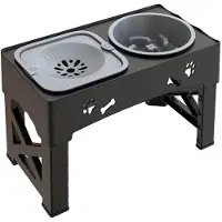 Jojomino 3 in 1 Pet Feeder Slow Feed Bowls Double Bowls Foldable with 5 Adjustable Height Suitable for Pets of Different Heights
