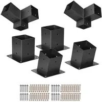 DUOKU Pergola-Fixointisarja--6 Kappaletta-92x92 mm Tukimalleja-Koostuu 2 Kulmatuet 3 Suuntaan-2 Pylvään ja Seinän Perustaa