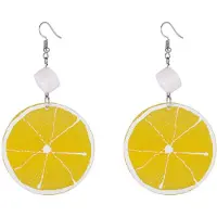 Tlily Summer Resin Fresh Lemon Orange Slice Drop Earrings Women Acrylic Fruit Jewelry