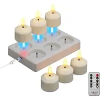 Semoic 6Rechargeable Tea Lights with Timer and Charging Station,LED Tea Lights,Candles Flickering for Room,Wedding,Table,Party